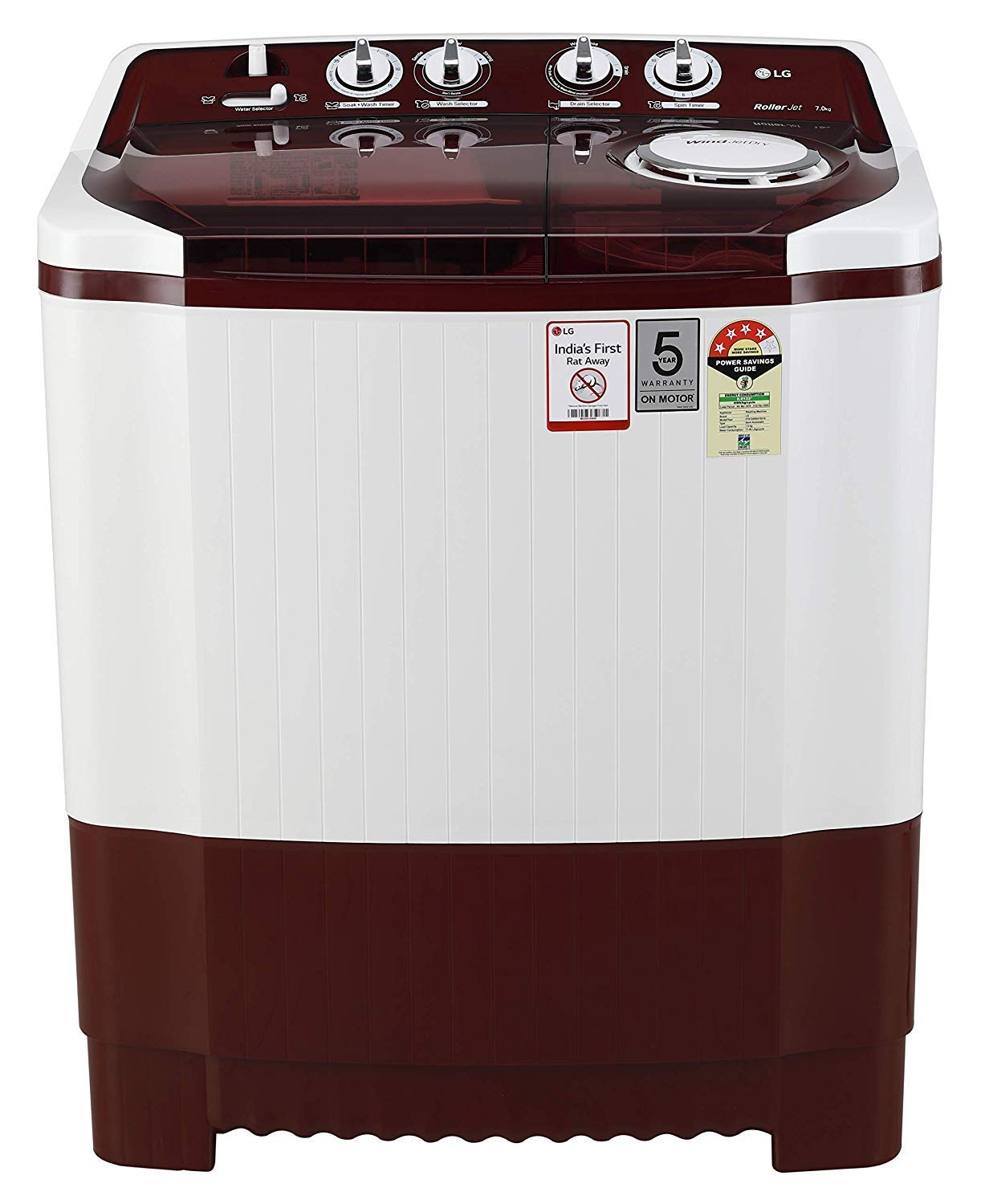 LG 7 kg 4 Star Semi-Automatic Top Loading Washing